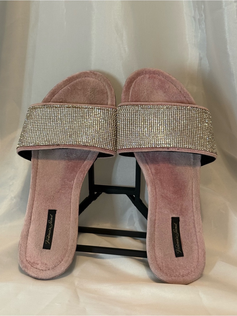 Victoria's Secret Pink Crystal-Trim Slide Sandals